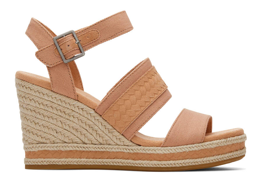 Sandy Beige Canvas Toms Madelyn Wedge Sandal Sandals Australia Sale | AU279-211