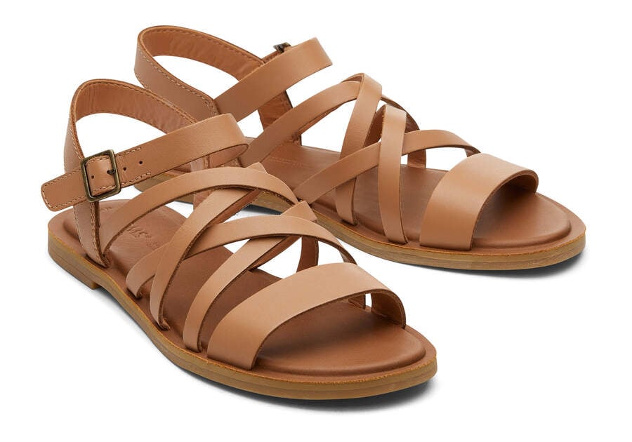 Sandy Beige Leather Toms Sephina Sandal Australia Sale | AU245-142