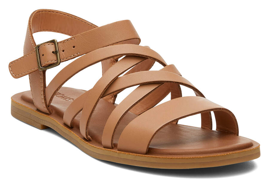 Sandy Beige Leather Toms Sephina Sandal Australia Sale | AU245-142