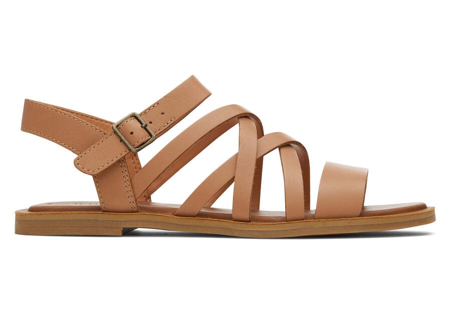 Sandy Beige Leather Toms Sephina Sandal Australia Sale | AU245-142