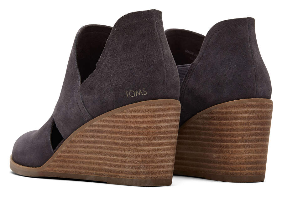 Suede Grey Toms Kallie Wedge Cutout Booties Australia Sale | AU821-976