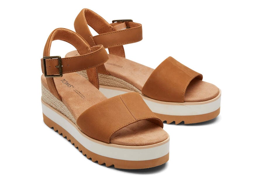 Tan Leather Toms Diana Leather Wedge Sandal Sandals Australia Sale | AU887-526