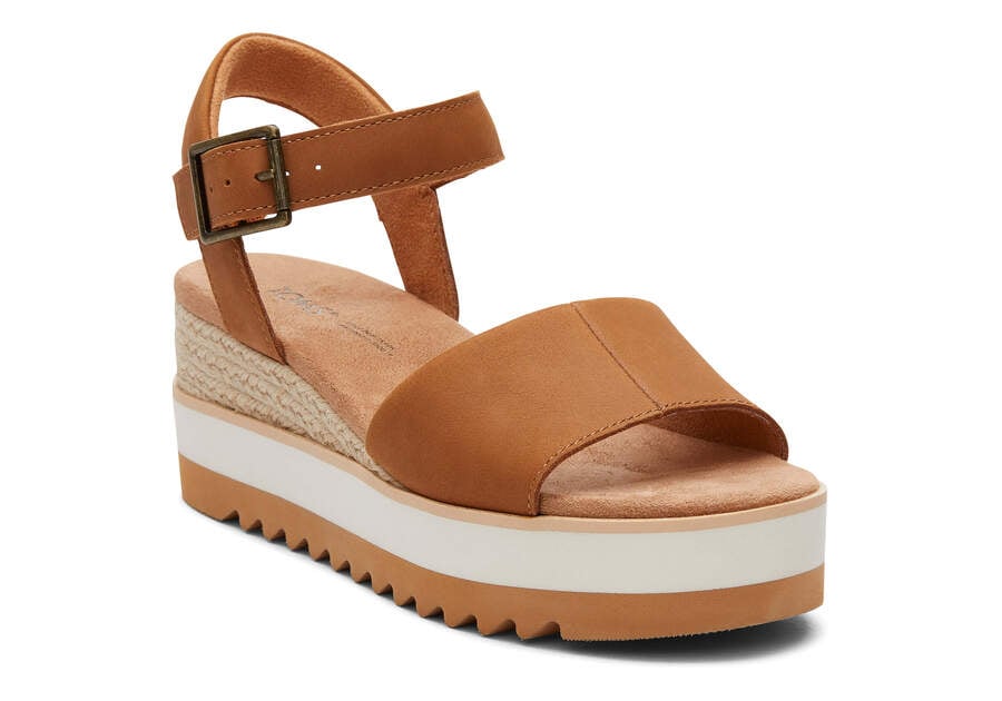 Tan Leather Toms Diana Leather Wedge Sandal Sandals Australia Sale | AU887-526