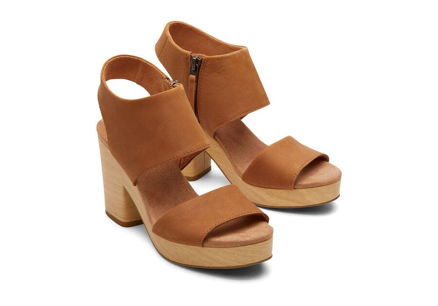 Tan Leather Toms Majorca Leather Platform Sandal Sandals Australia Sale | AU299-503