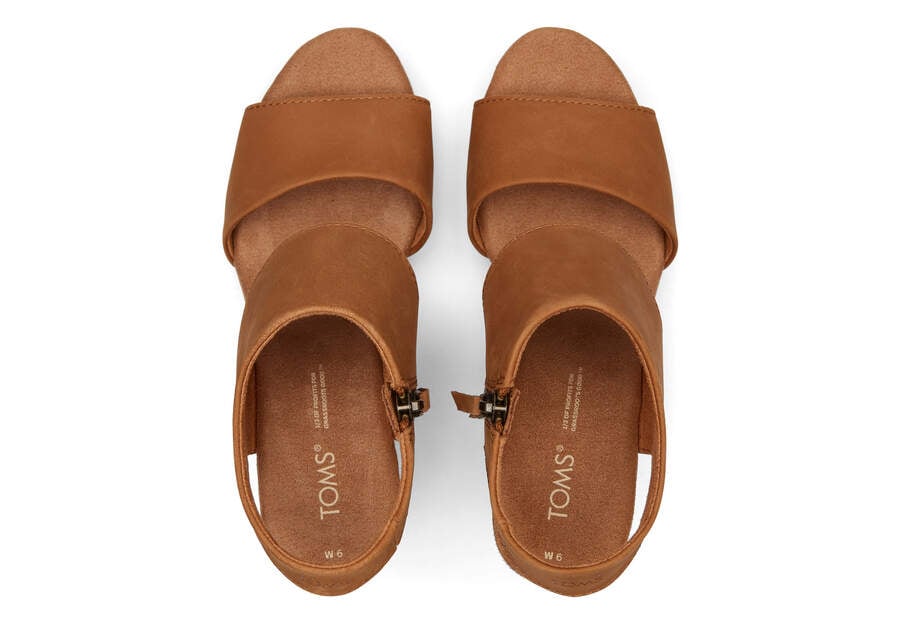 Tan Leather Toms Majorca Leather Platform Sandal Sandals Australia Sale | AU299-503