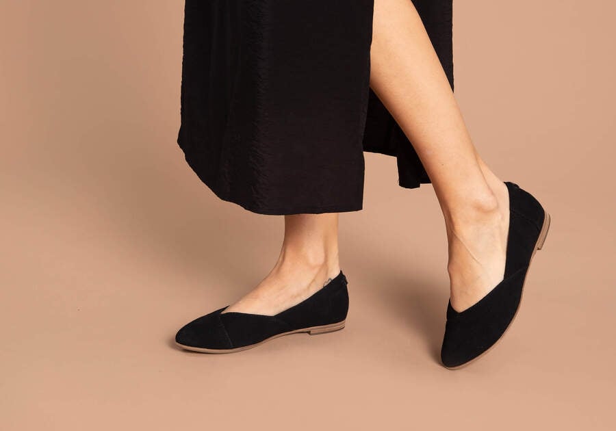 True Black Toms Jutti Neat Flat Flat Shoes Australia Sale | AU083-226