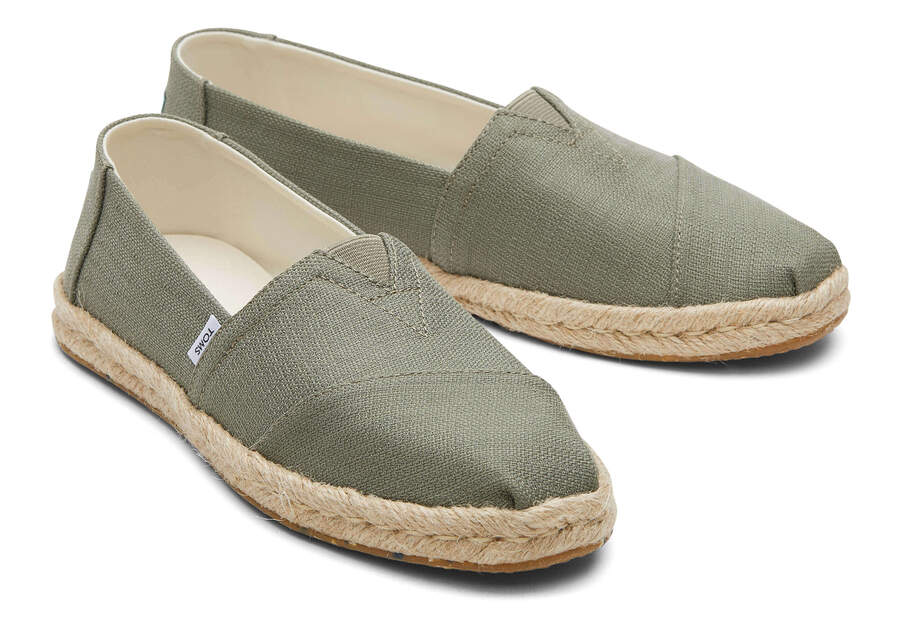 Vetiver Grey Textured Woven Toms Alpargata Rope Espadrille Australia Sale | AU525-589