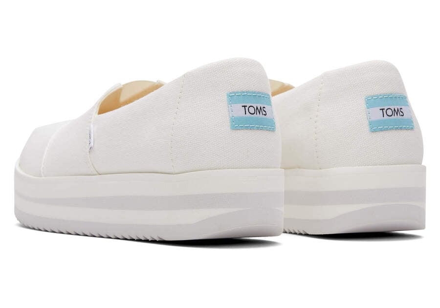 White Canvas Toms Alpargata Midform Espadrille Platform Shoes Australia Sale | AU232-333