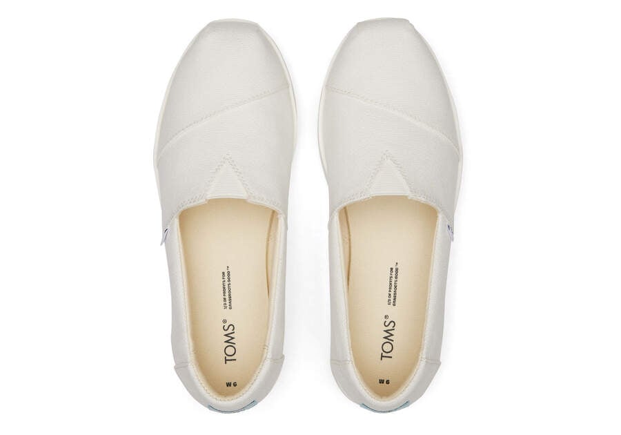 White Canvas Toms Alpargata Midform Espadrille Platform Shoes Australia Sale | AU232-333