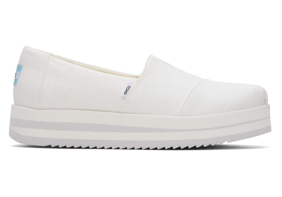 White Canvas Toms Alpargata Midform Espadrille Platform Shoes Australia Sale | AU232-333