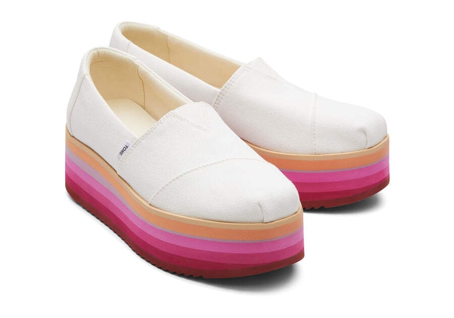 White Canvas Toms Alpargata Platform Espadrille Platform Shoes Australia Sale | AU132-283