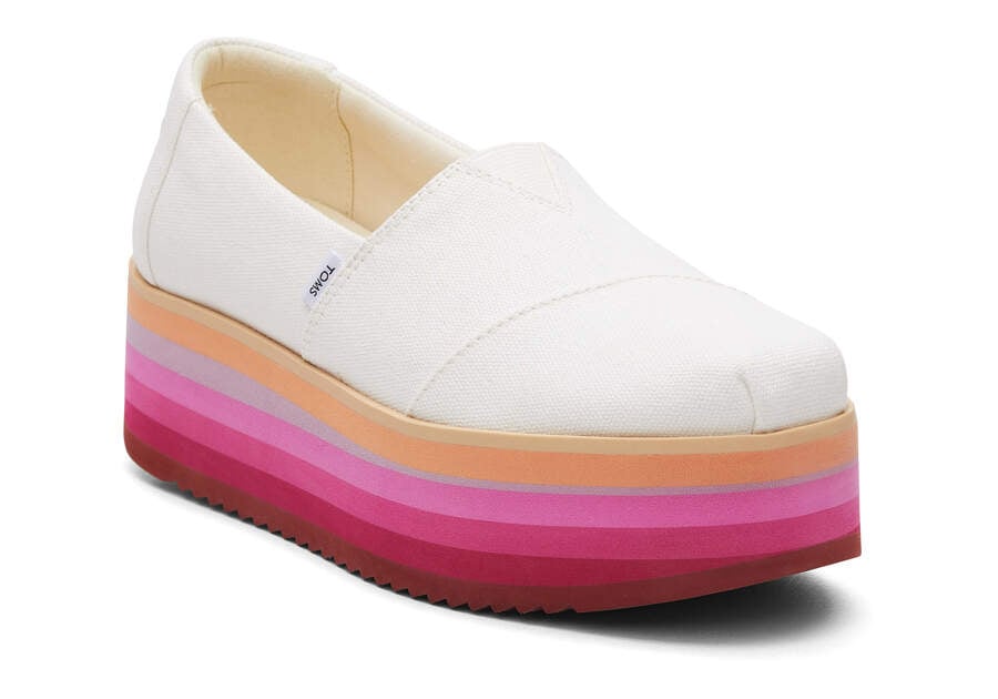 White Canvas Toms Alpargata Platform Espadrille Platform Shoes Australia Sale | AU132-283