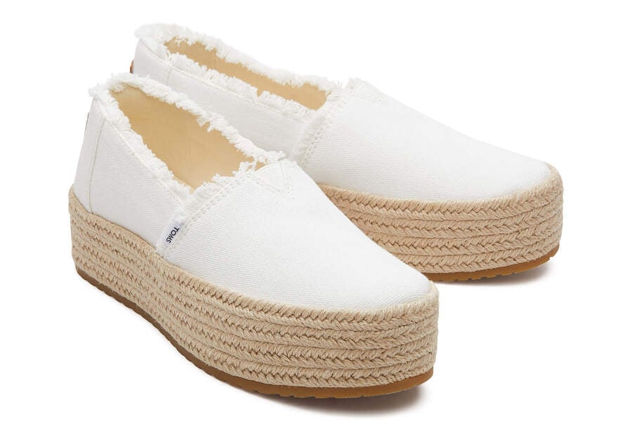 White Canvas Toms Valencia Platform Espadrille Australia Sale | AU295-366