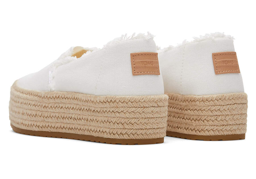 White Canvas Toms Valencia Platform Espadrille Australia Sale | AU295-366