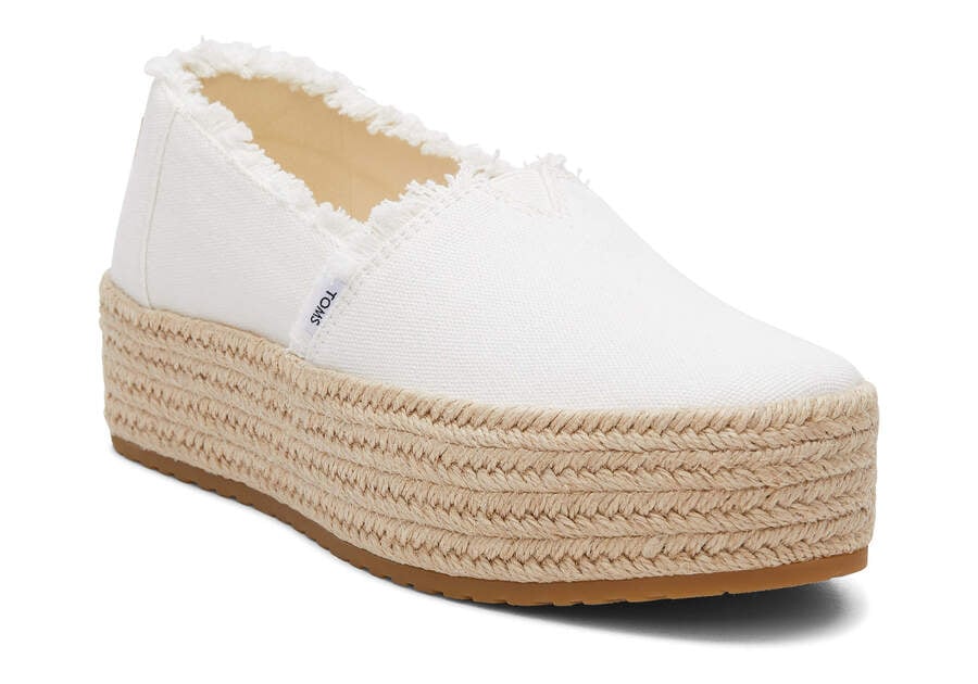 White Canvas Toms Valencia Platform Espadrille Australia Sale | AU295-366