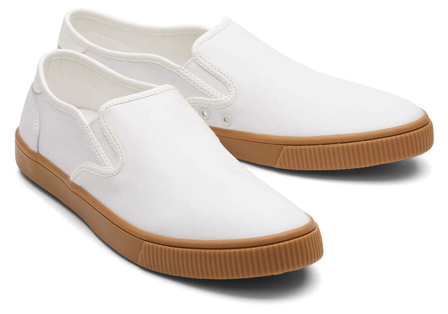 White Leather Toms Baja Slip On Australia Sale | AU163-851