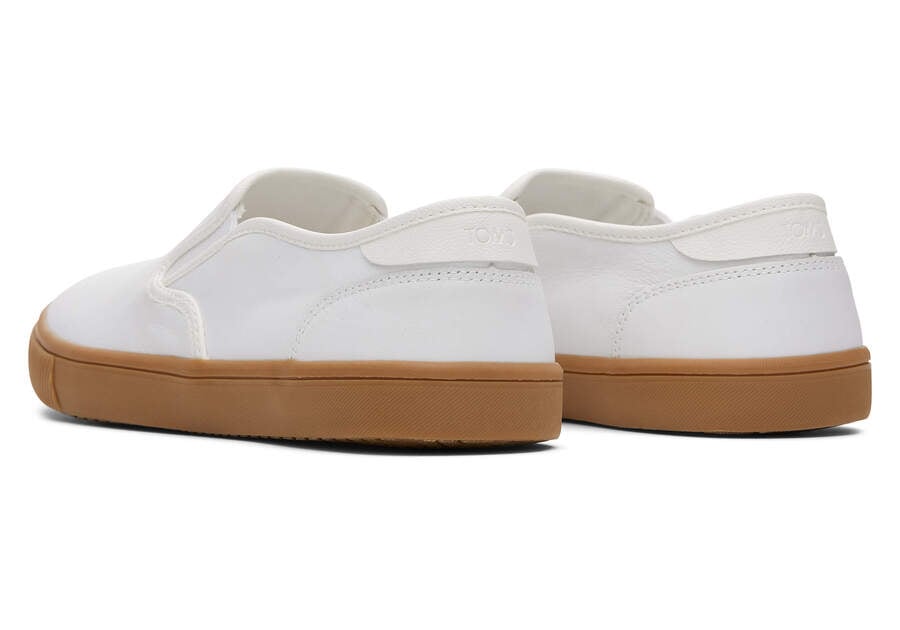 White Leather Toms Baja Slip On Australia Sale | AU163-851