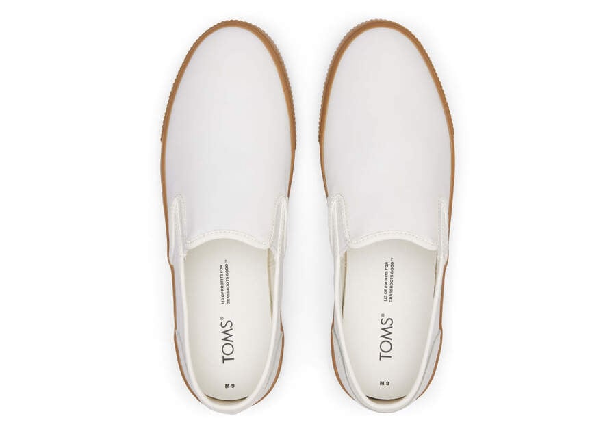 White Leather Toms Baja Slip On Australia Sale | AU163-851