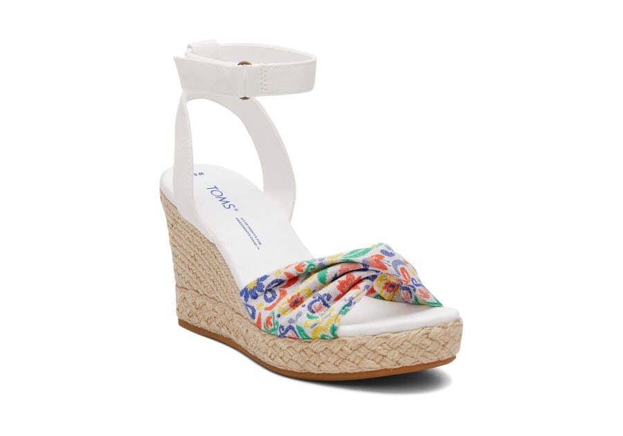 White Mediterranean Tiles Jacquard Toms Marisela Wedge Sandal Sandals Australia Sale | AU656-024