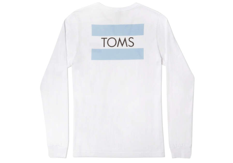 White Toms Logo Long Sleeve Tee T Shirts Australia Sale | AU011-397