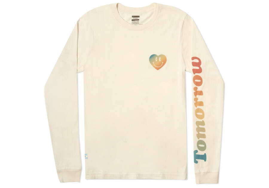 White Toms TOMORROW Logo Long Sleeve T Shirts Australia Sale | AU705-470