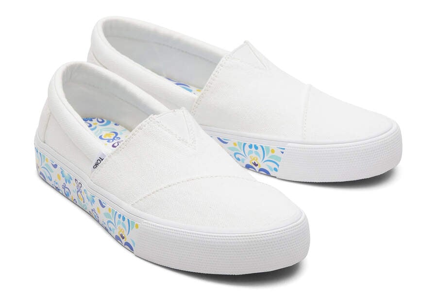 White Washed Canvas Toms Fenix Australia Sale | AU296-448