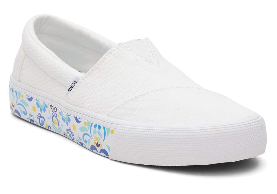 White Washed Canvas Toms Fenix Australia Sale | AU296-448