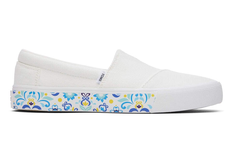 White Washed Canvas Toms Fenix Australia Sale | AU296-448