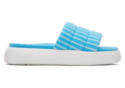 Aquamarine Striped Terry Toms Mallow Slide Terry Australia Sale | AU297-122