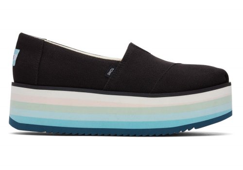 Black Canvas Toms Alpargata Platform Espadrille Platform Shoes Australia Sale | AU553-417