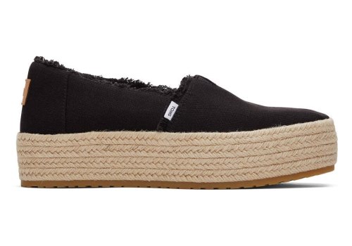 Black Canvas Toms Valencia Platform Espadrille Australia Sale | AU067-766