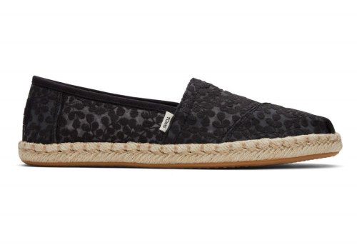 Black Lace Toms Alpargata Rope Espadrille Australia Sale | AU948-712