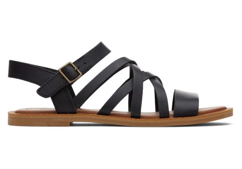 Black Leather Toms Sephina Sandal Australia Sale | AU734-960