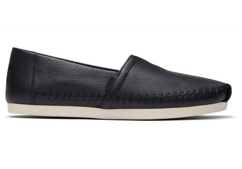 Black Toms Alpargata Leather Australia Sale | AU751-196