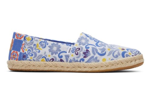 Blue Multi Mediterranean Tiles Jacquard Toms Alpargata Rope Espadrille Australia Sale | AU753-703