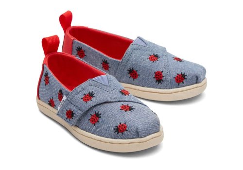 Chambray Toms Tiny Alpargata Lucky Ladybugs Australia Sale | AU717-200