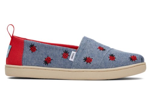 Chambray Toms Youth Alpargata Lucky Ladybugs Australia Sale | AU840-751