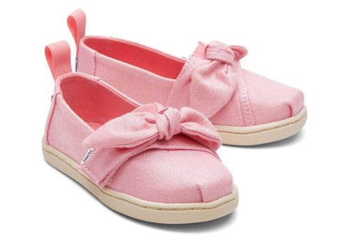 Glimmer Pink Bow Toms Tiny Alpargata Twill Glimmer Bow Australia Sale | AU602-259