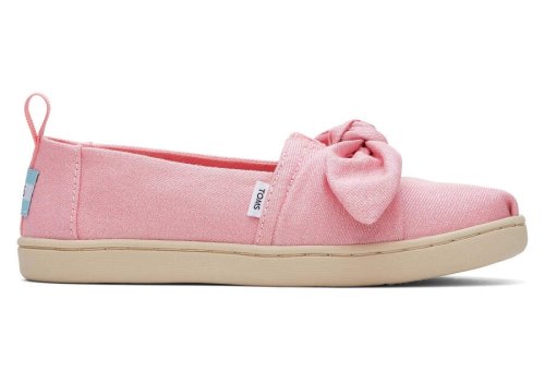 Glimmer Pink Bow Toms Youth Alpargata Twill Glimmer Bow Australia Sale | AU387-109