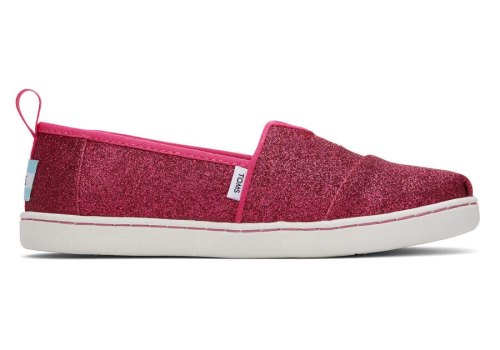 Glitter Dark Pink Toms Youth Alpargata Glitter Australia Sale | AU314-587