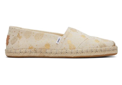 Gold Foil Pineapples Toms Alpargata Rope Espadrille Australia Sale | AU356-842