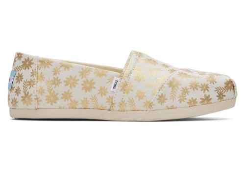 Gold Foil Toms Alpargata Floral Blooms Australia Sale | AU400-351