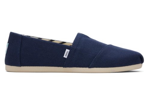 Navy Wide Toms Alpargata Recycled Cotton Wide Width Australia Sale | AU878-444