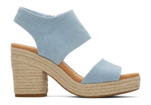 Pastel Blue Washed Denim Toms Majorca Rope Platform Sandal Sandals Australia Sale | AU534-427