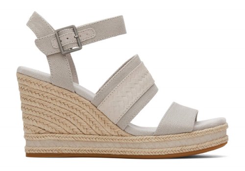 Pebble Grey Canvas Toms Madelyn Wedge Sandal Sandals Australia Sale | AU777-201