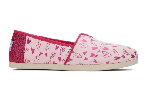 Pink Hearts Toms Alpargata Foil Hearts Australia Sale | AU634-659