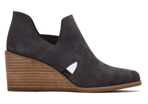 Suede Grey Toms Kallie Wedge Cutout Booties Australia Sale | AU821-976