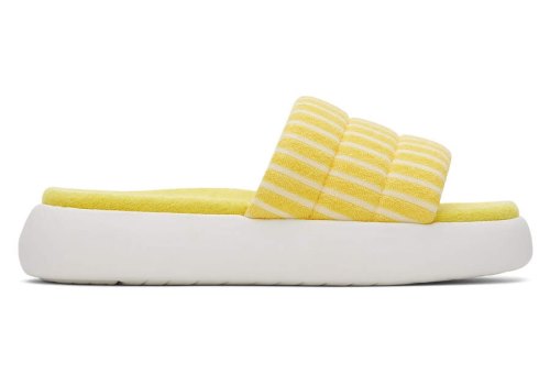 Sunny Yellow Striped Terry Toms Mallow Slide Terry Australia Sale | AU256-520