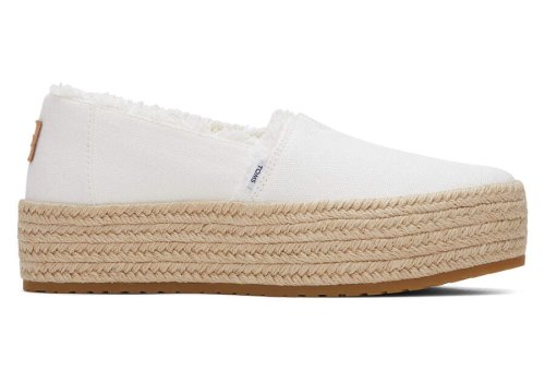 White Canvas Toms Valencia Platform Espadrille Australia Sale | AU295-366