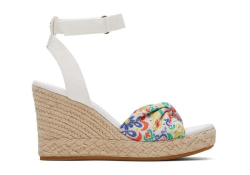 White Mediterranean Tiles Jacquard Toms Marisela Wedge Sandal Sandals Australia Sale | AU656-024